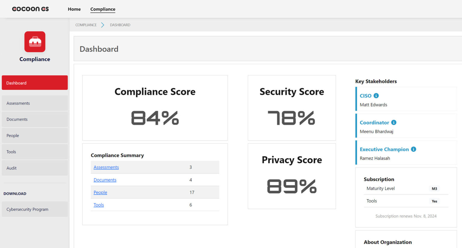 Cocoon CS dashboard concept
